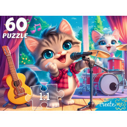 ПАЗЛЫ 60 элементов. КОТЯТА-МУЗЫКАНТЫ (Арт. П60-5995)