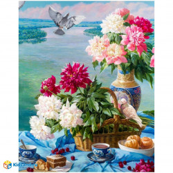 Алмаз мозаика (клас.) 30х40см,с подр.,с полн. заполн.(24 цв.) Пикник у реки (Арт. НД-8587)