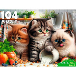 ПАЗЛЫ 104 элемента. ТРИ КОТЕНКА НА КУХНЕ (Арт. Ф104-7605)