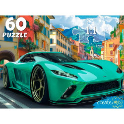 ПАЗЛЫ 60 элементов. ЗЕЛЕНЫЙ СПОРТИВНЫЙ АВТОМОБИЛЬ (арт. Ф60-4529)