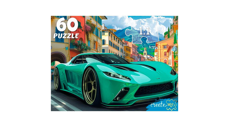 ПАЗЛЫ 60 элементов. ЗЕЛЕНЫЙ СПОРТИВНЫЙ АВТОМОБИЛЬ (арт. Ф60-4529)