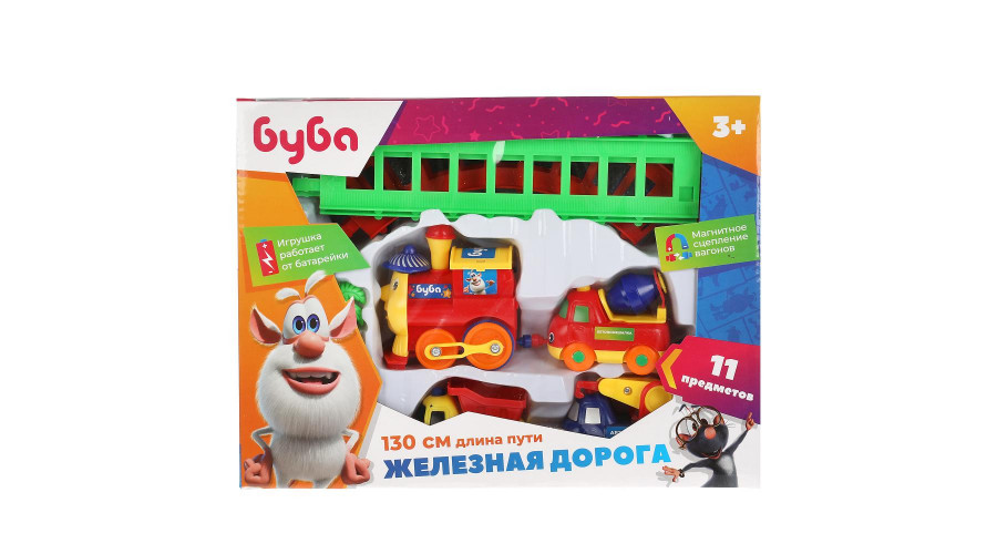 Железная дорога мультяшная Буба длина пути 130, кор.28*21*5,4см ИГРАЕМ ВМЕСТЕ в кор.2*15штB199134-R5