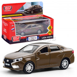 Машина металл LADA vesta 11,5 см, двери, коричневый, кор. ТехнопаркVESTA-12-BR 