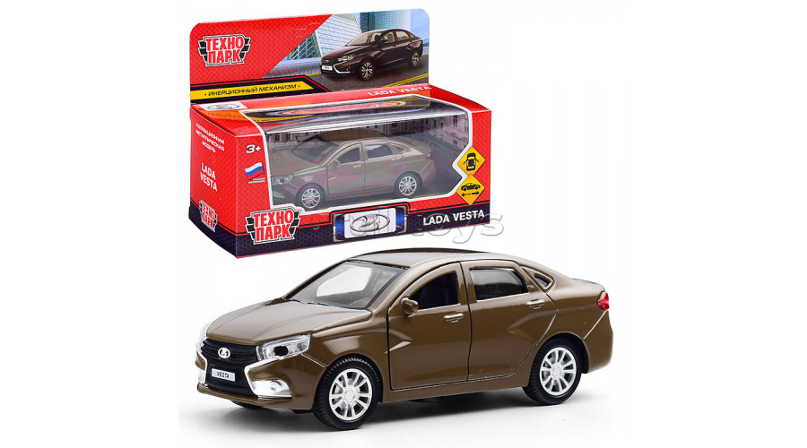 Машина металл LADA vesta 11,5 см, двери, коричневый, кор. ТехнопаркVESTA-12-BR 