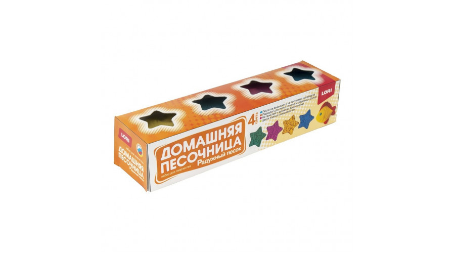 Радужный песок. Набор из 4 цветов по 140 гр, формочка  Пт-018