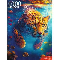 ПАЗЛЫ 1000 элементов. ЛЕОПАРД ПОД ВОДОЙ (Арт. Ф1000-6634)
