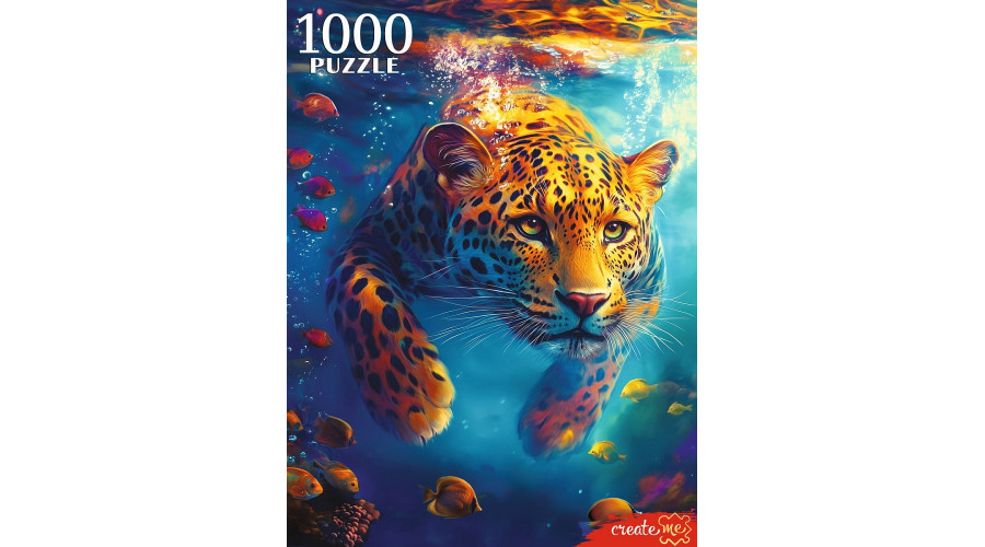 ПАЗЛЫ 1000 элементов. ЛЕОПАРД ПОД ВОДОЙ (Арт. Ф1000-6634)