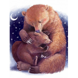 Холст с красками 22х30 по номер. в кор. (16цв.) Медведица с детёнышем (Арт. Х-4012)