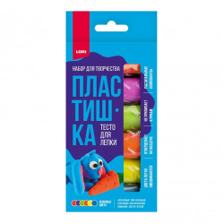 Пластишка. Тесто для лепки неоновое 6 цв по 30 гр (коробка с вырубным окном)Тдл-049 