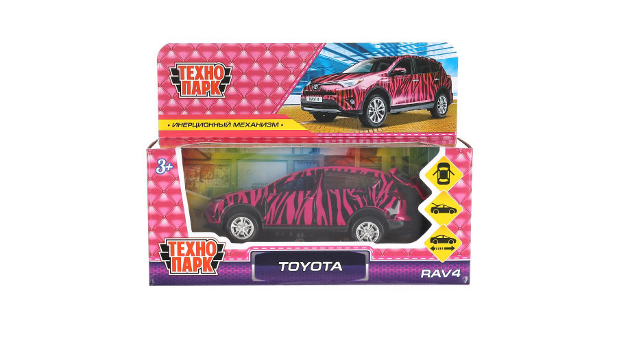 Машина металл TOYOTA RAV4 ДЛЯ ДЕВОЧЕК длина 12 см, двери, багаж, инерц, кор. ТехнопаркRAV4-12GRL-COW