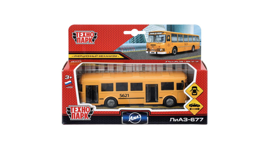 Машина металл АВТОБУС лиаз-677, 15 см, двери, инерц., кор. Технопарк в кор.2*24шт SB-16-57-BL-WB