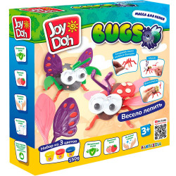 Масса для лепки Joy Doh, набор BUGS - ЖУКИ, составные части жуков, 15 аксессуаров, 3 баночки с тестом,BUGS-150 pot