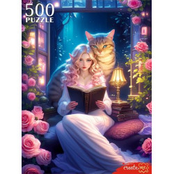 ПАЗЛЫ 500 элементов. ДЕВУШКА С КОТОМ (арт. П500-0497)