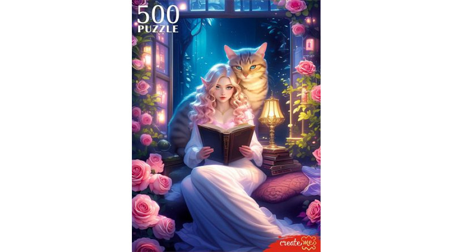 ПАЗЛЫ 500 элементов. ДЕВУШКА С КОТОМ (арт. П500-0497)