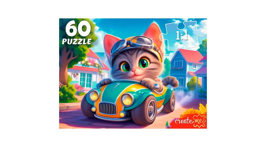 ПАЗЛЫ 60 элементов. КОТЁНОК В АВТОМОБИЛЕ (Арт. П60-5996)