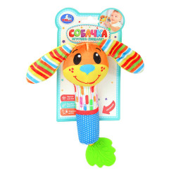 Текстильная игрушка погремушка - пищалка, собачка на блист Умка в кор.250шт UM-DOG1-24