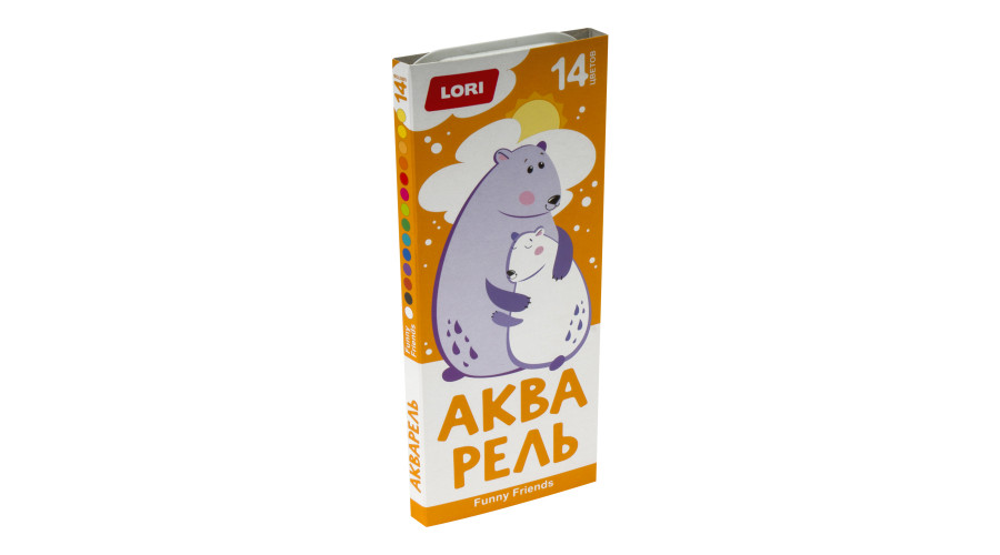 Акварель FUNNY FRIENDS, 14 цветов б/к   Ааф-004
