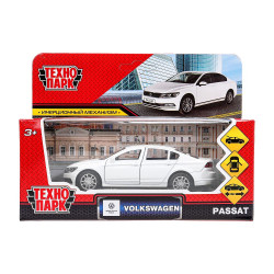 Машина металл VOLKSWAGEN PASSAT 12 см, двери, багаж, инерц, белый , кор. Технопарк в корPASSAT-12-WH