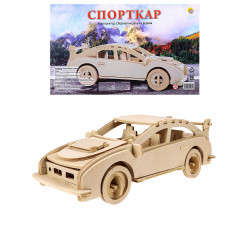 Сборная модель из дерева. Спорткар (40 деталей, 20*8*7см) (Арт. СМ-1010-А4)