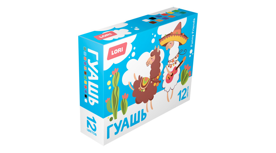 Гуашь FUNNY FRIENDS, 12 цветов по 15мл   Гф-003