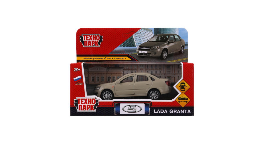Машина металл LADA granta 11,5 см, двери, инерц, бежевый, кор. Технопарк в кор.2*36шт GRANTA-12-BG 