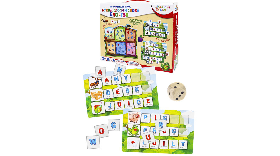 BRIGHT KIDS. Обучающая игра. БУКВЫ, СЛОГИ И СЛОВА English Арт. (ИН-7632)
