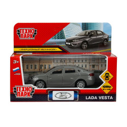Машина металл LADA vesta 11,5 см, двери, темно-серый, кор. Технопарк в кор. VESTA-12-DGR 
