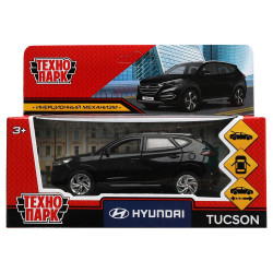 Машина металл HYUNDAI TUCSON длина 12 см, двери, багаж., инер, черный, кор. Технопарк TUCSON-12-BK