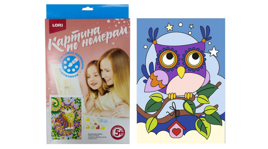 Картина по номерам для малышей "Совушка"   Ркн-010 