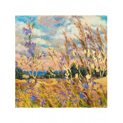Холст с красками 40х40 см по ном., с зол.поталью (в кор.) (30цв) Полевые цветы (Арт. Х-4216)