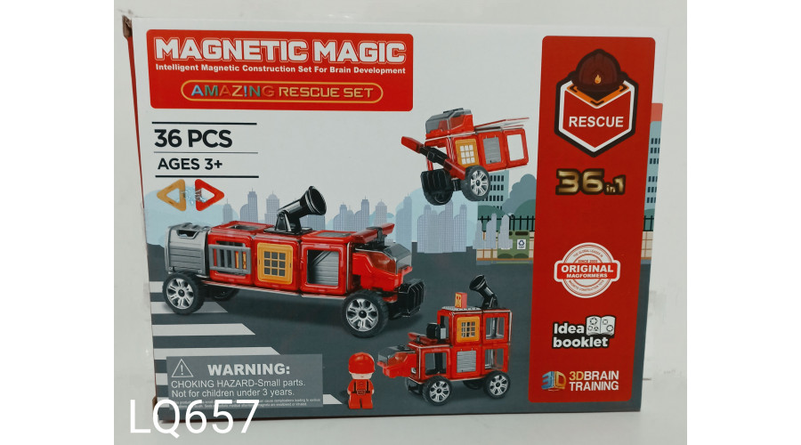 Конструктор магнитный 36pcs  "Rescue"   LQ657