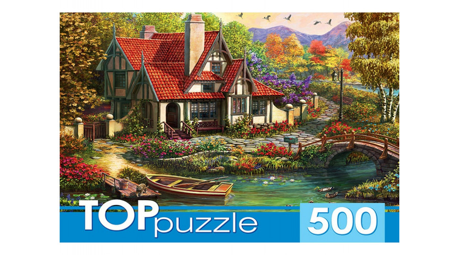 TOPpuzzle. ПАЗЛЫ 500 элементов. ДОМИК У ПРУДА (Арт. ХТП500-4228)