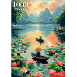 ПАЗЛЫ 1000 элементов. ЛОДКИ НА РЕКЕ С ЛОТОСАМИ (Арт. П1000-1964)