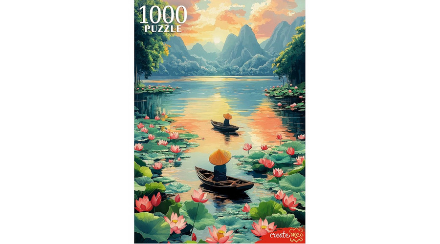 ПАЗЛЫ 1000 элементов. ЛОДКИ НА РЕКЕ С ЛОТОСАМИ (Арт. П1000-1964)