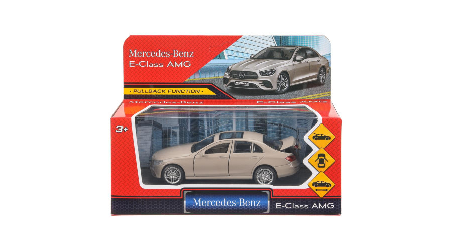 Машина металл MERCEDES-BENZ e-class amg 12см, дв,баг,ин,золотистый, кор. Технопарк в корECLASS-12-GD