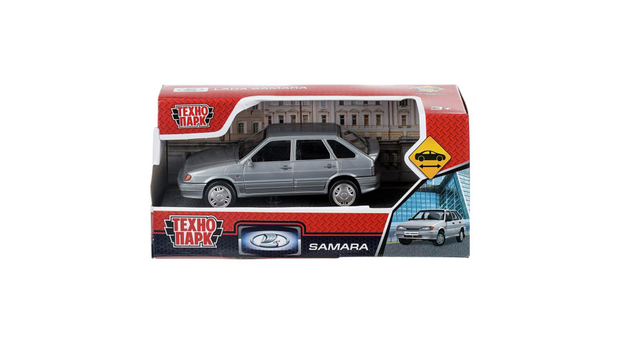 Машина пластик LADA LADA-2114 "SAMARA" без дверей, 11 cm,  серебристый кор. Технопарк 2114-11PL-SR 