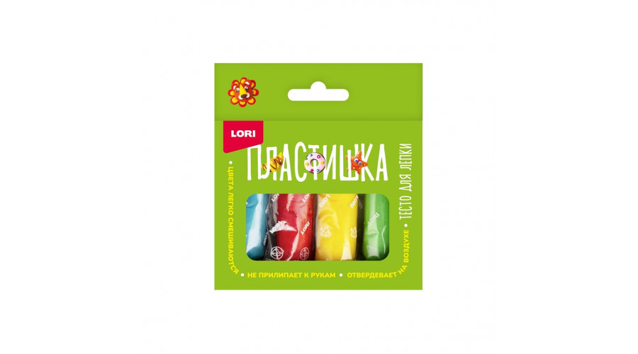 Пластишка. Тесто для лепки 4 цв по 30 гр (коробка с вырубным окном)Тдл-046  