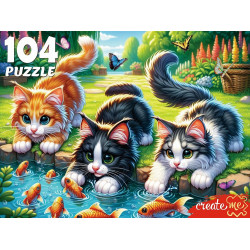 ПАЗЛЫ 104 элемента. КОТЯТА НА РЫБАЛКЕ (Арт. П104-1852)