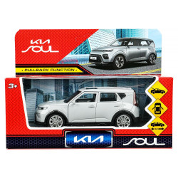 Машина металл KIA soul длина 12 см, двери, багаж., инерц, серебряный, кор. Технопарк в корSOUL-12-SR
