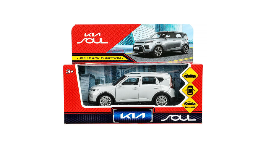 Машина металл KIA soul длина 12 см, двери, багаж., инерц, серебряный, кор. Технопарк в корSOUL-12-SR