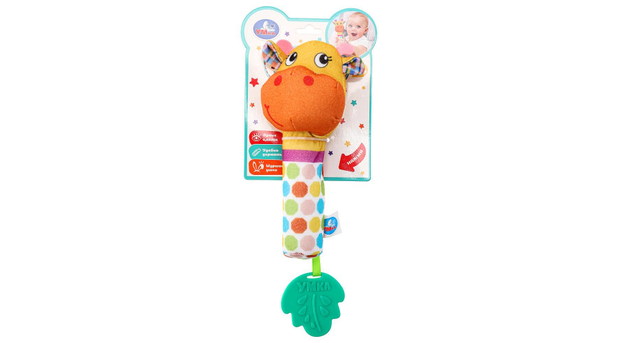 Текстильная игрушка погремушка - пищалка Умка в кор.250шт UM-GF3-24