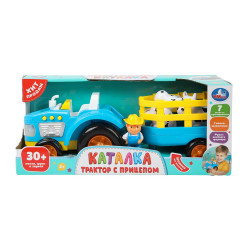 Каталка-ТРАКТОР С ПРИЦЕПОМ. 30+ песен, стихов и звуков в кор. Умка в кор.2*18шт B2329541-R1