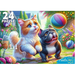 МАКСИ-ПАЗЛЫ 24 элемента. КОТ И ЩЕНОК С МЯЧОМ (арт. УК24-0210)