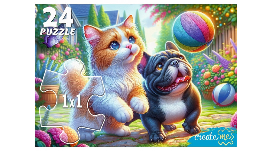 МАКСИ-ПАЗЛЫ 24 элемента. КОТ И ЩЕНОК С МЯЧОМ (арт. УК24-0210)