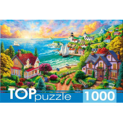 TOPpuzzle. ПАЗЛЫ 1000 элементов. ДЕРЕВНЯ У МОРЯ (Арт. ФТП1000-9849)