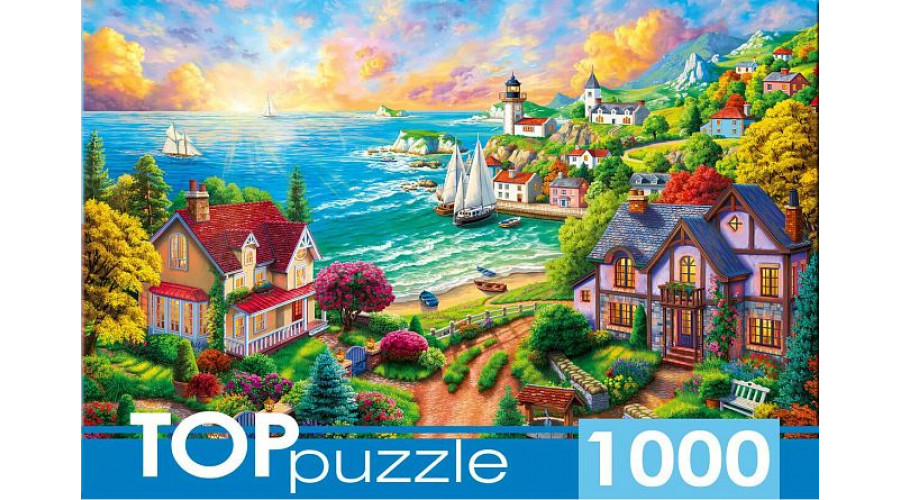 TOPpuzzle. ПАЗЛЫ 1000 элементов. ДЕРЕВНЯ У МОРЯ (Арт. ФТП1000-9849)