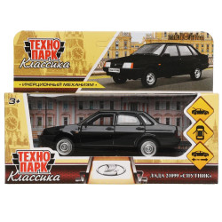 Машина металл свет-звук LADA 21099"спутник",12см,откр дв,баг,инер,черный,кор Технопарк 21099-12SL-BK