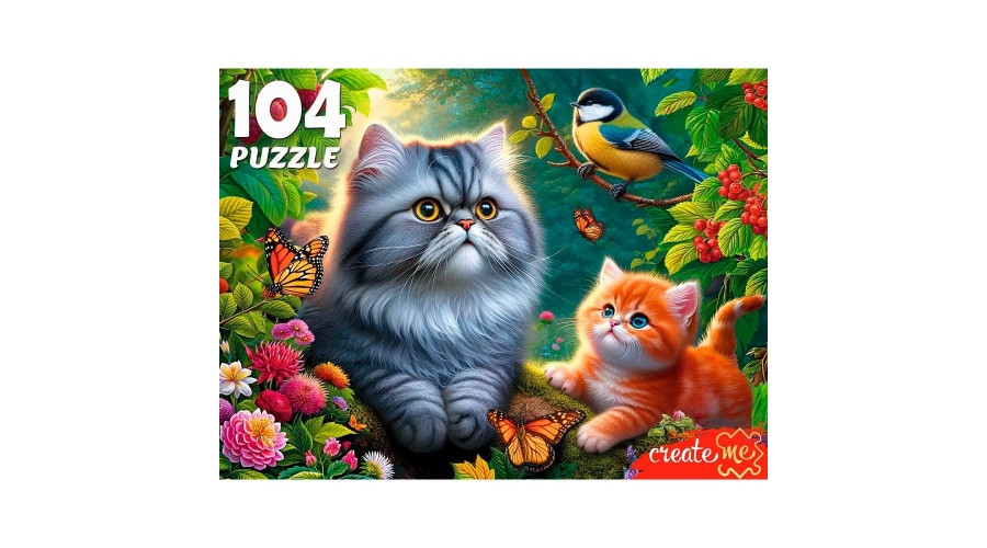 ПАЗЛЫ 104 элемента. КОТИКИ С СИНИЦЕЙ (арт.Ф104-7603)