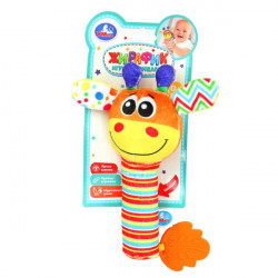Текстильная игрушка погремушка - пищалка, жираф на блист. Умка UM-GIRAFE-24
