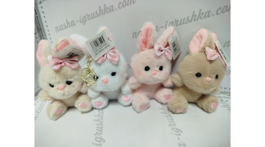 Мягкая игрушка брелок Зайчик 4 цвета 12 в 1 ФА2024-1202